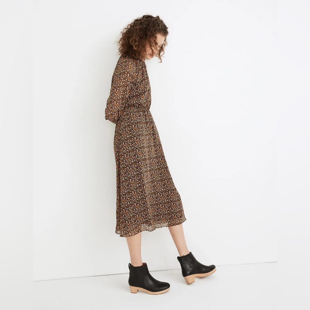 Madewell Georgette Smocked-Neck Midi Dress in Folktale Paisley size small petite
